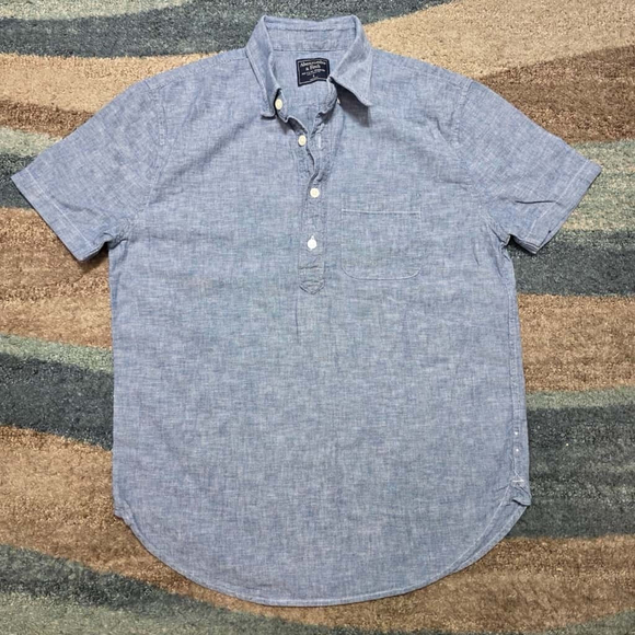 Abercrombie & Fitch Chambray Short Sleeve Button Up Shirt Men’s Small Blue - Picture 2 of 8